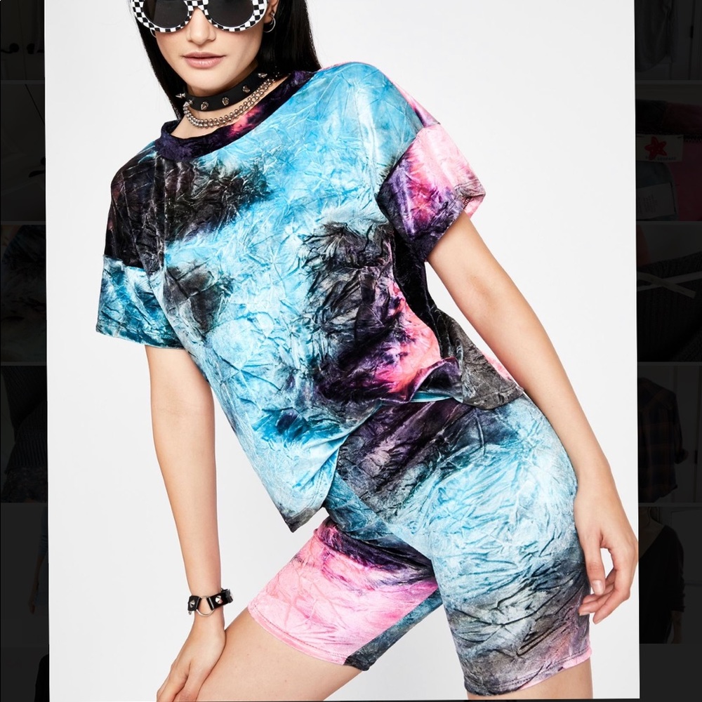 Dolls Kill Tie dye velvet bike shorts